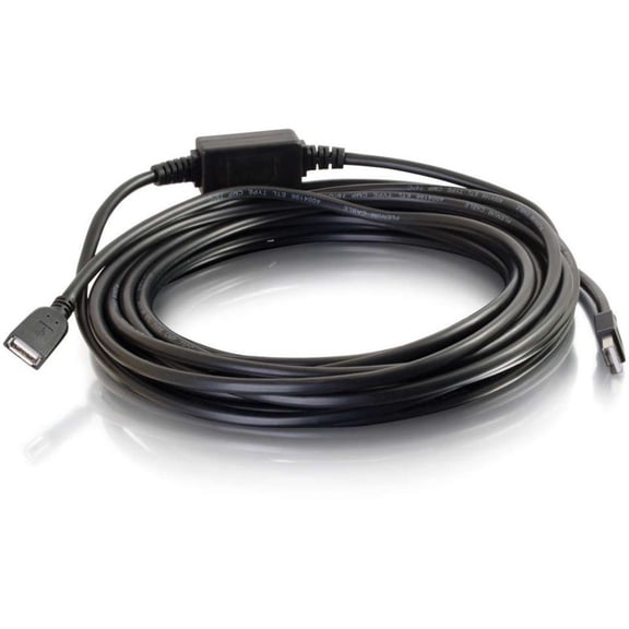 C2G 39011 USB Active Extension Cable - USB 2.0 A Male to A Female Cable, Plenum CMP-Rated, Black (32 Feet, 9.75 Meters)