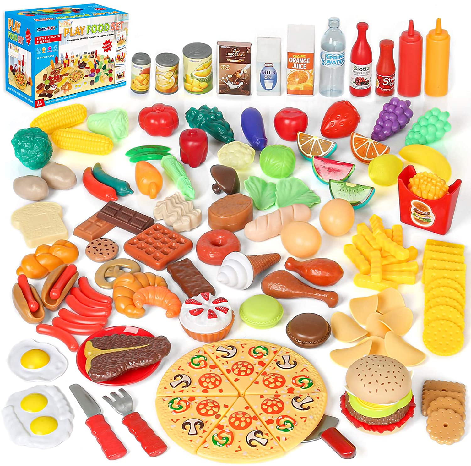 Pretend Play Kitchen Sets For Kids Cooking Food Toy Fun Playset Girls & Boy Toys 