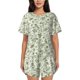 thumbnail image 1 of Balery Green Rabbit Conjunto de Pijama para Mujer con Estampado, Dos Piezas de Manga Corta y Shorts, Ropa de Dormir Suave con Cuello Redondo y Bolsillos-4X-Large, 1 of 6