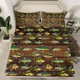 thumbnail image 2 of Manfei Bass Big Fish Full Size Sheets,Pike Fish Bed Sheets,Brown Old Wooden Board Sheet Sets For Boys Teens,Luxury Bedroom Decor,4-Piece, 2 of 7