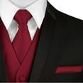 thumbnail image 3 of BEST TUXEDO Men's Formal, Prom, Wedding, Homecoming, Tuxedo Vest, Tie & Hankie Set in Burgundy Solid Satin - 2XL, 3 of 3