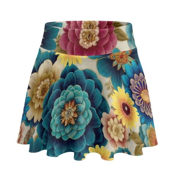 Whosucclay Vintage Floral Workout Athletic Skort, Flowy Built-in Shorts Polyester Spandex Tennis Skirt for Hiking Yoga Golf, Size Small