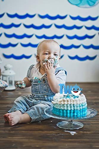 Omg Party Factory Baby Cute Shark Cake Topper 2nd Birthday Two For Boys Cake Decoration And Party Supplies Blue Walmart Com
