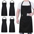 thumbnail image 1 of Paquete de 4 delantales de chef, delantal negro con 2 bolsillos, delantal impermeable ajustable para hombres y mujeres, perfecto para cocinar en la cocina., 1 of 4