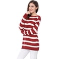 thumbnail image 4 of INSPIRE CHIC Suéter de rayas túnica con hombros descubiertos y cuello redondo para mujer rojo M, 4 of 6