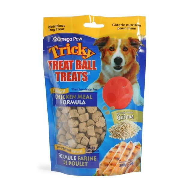 Omega Paw Tricky Treat Ball Treats for Dogs - Chicken Meal Formula