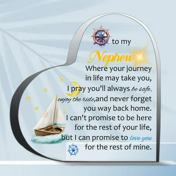 Nephew Inspirational Birthday Gifts Acrylic Plaques My Boy Graduation Gift Men Christmas Appreciate Gifts For Women Men,Acrylic Heart Keepsake