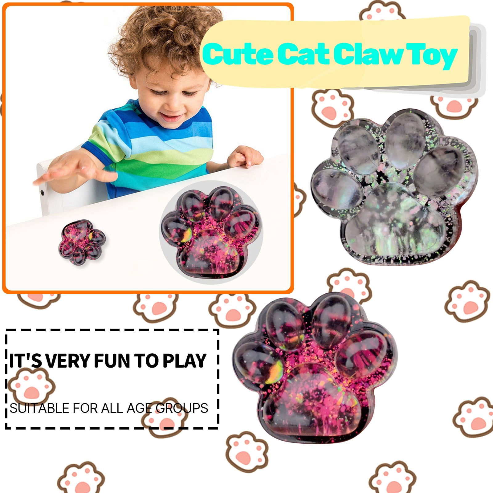Cat Paw Taba Squeeze Toys, Furry Pink Cute Fufu Squeeze Sensory Stress Relief Fidget Toys for Party Favors Sensory Anxiety Toys for Adults(Red)