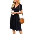 thumbnail image 3 of Women's Summer Sundress Casual Short Sleeve V-Neck Short Party Dress with Pockets, 3 of 5