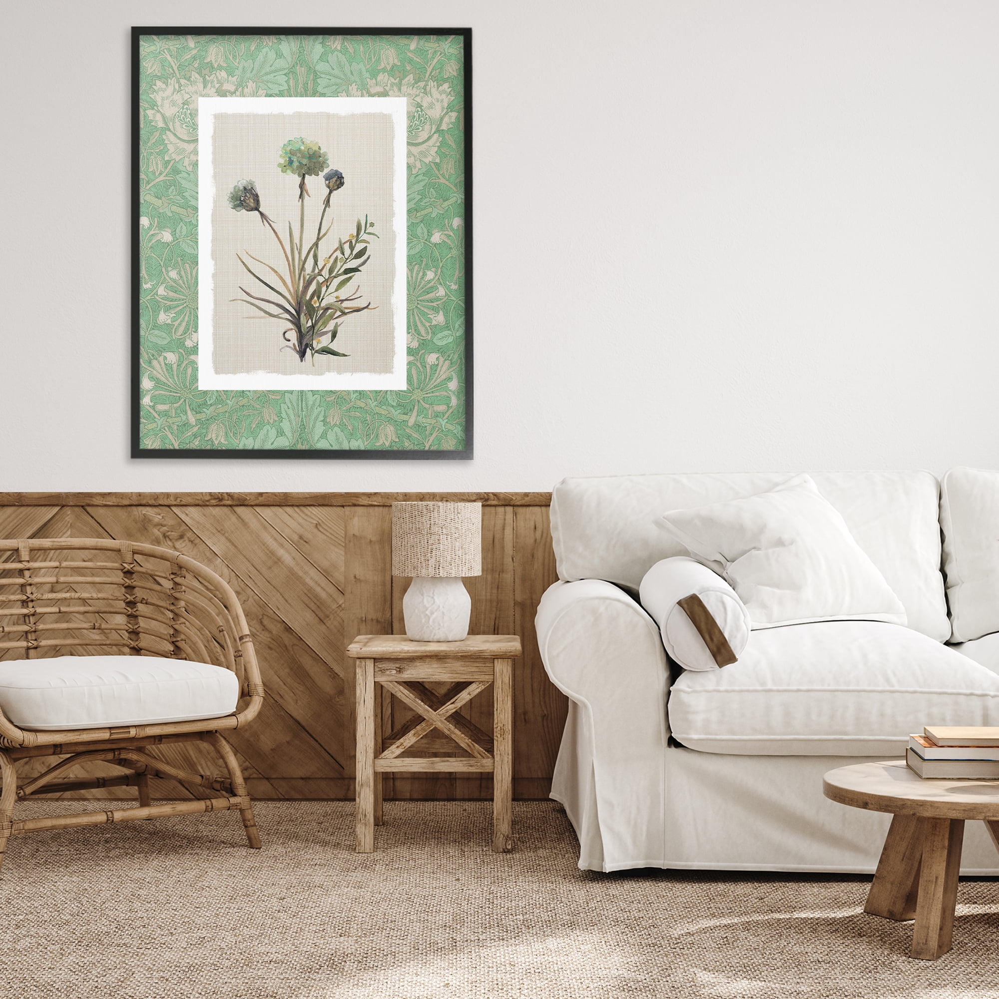 Stupell Industries Vintage Foliage in Green Black Framed Giclee Art, design by Carol Robinson