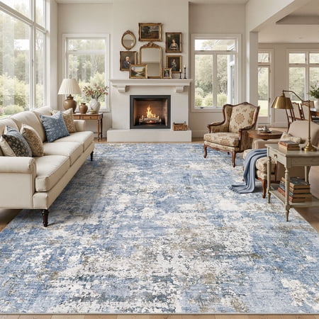 Condition photo showing New/Like New for uermei 10 x14 large area rugs for living room washable non-slip soft indoor modern abstract rug for bedroom dining room office home decor carpet glacier blue