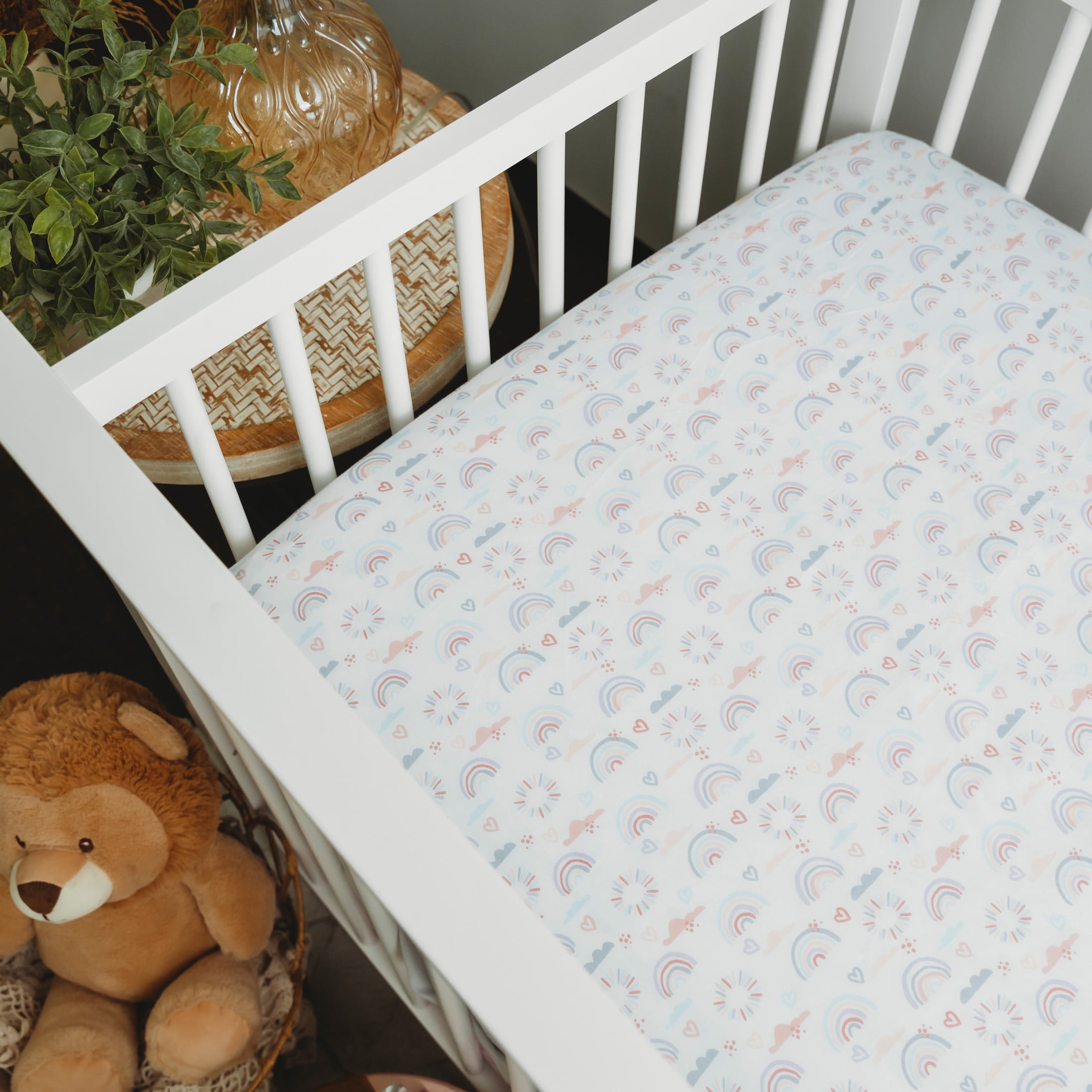 (2 pack) Parent's Choice Fitted Crib Sheets, Purple Rainbow, 2 Pack