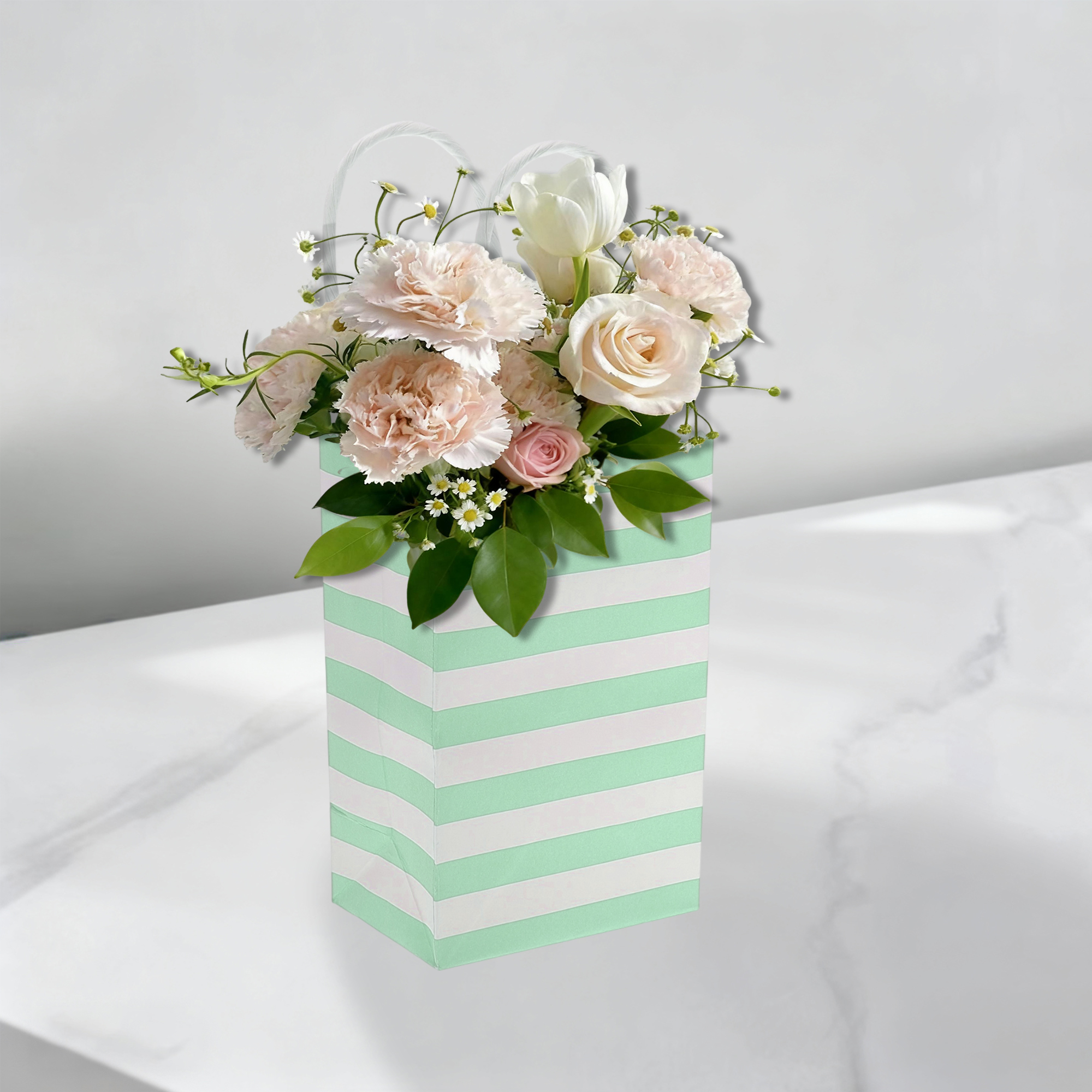 Unique Bargains Stripes Gift Bags 6 Pcs for Birthdays Holidays Green