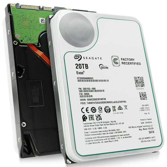 Restored Seagate Exos ST20000NM002C 20TB 7.2K RPM SATA 6Gb/s 512e 3.5in Recertified Hard Drive (Refurbished)