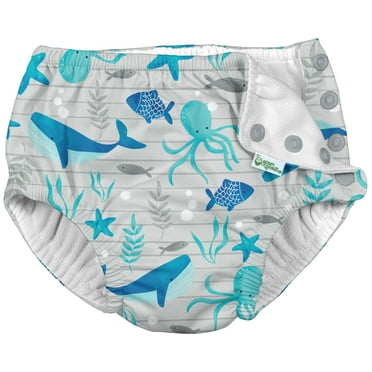 i Play Boys Reusable Absorbent Baby Swim Diapers Navy Fish Geo 6 Months
