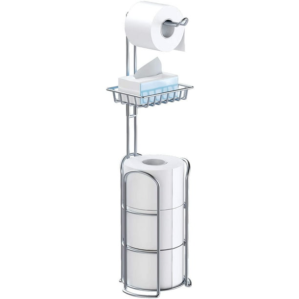 Upgrade Toilet Paper Holder Stand, Chrome Freestanding Toilet Paper
