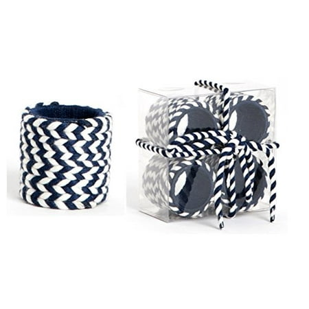 

Two Tone Braid Design Napkin Rings Set of 4 (navy blue)