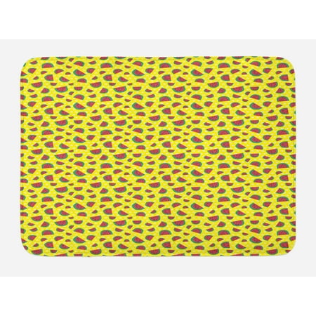 Non Sweet Fruit Watermelon Bath Mat, Childish Sweet Fresh Summer Fruit with Hand Drawn Style Slices, Non-Slip Plush Mat Bathroom Kitchen Laundry Room Decor, 29.5 X 17.5 Inches, Yellow Jade Green Dark Coral, Ambesonne ()
