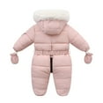 thumbnail image 3 of GYRATEDREAM Infant Baby Jumpsuit Outfit Toddler Snowsuit Winter Coat Fleece Hooded Romper Jumpsuit Boys Girls Onesie Warm Bodysuit for 6-24 Months, 3 of 8