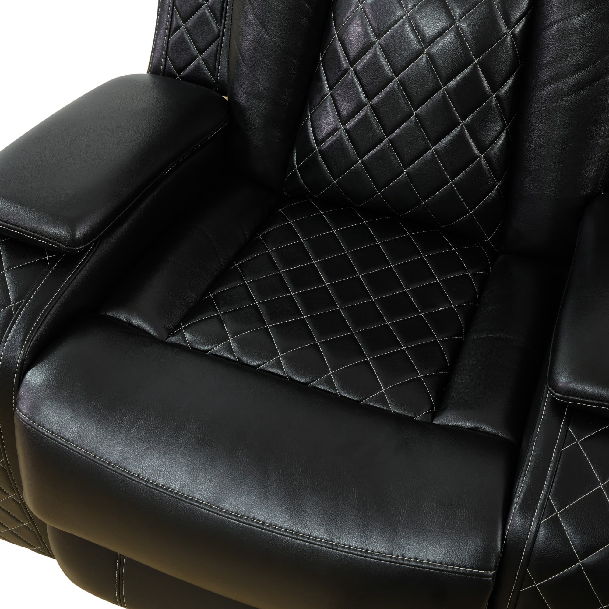 Gewnee 3-Seat Power Adjustable Sofa with One Recliner, Console & Cup Holders, Air Leather, Adjustable Reclining Angles, Suitable for Living Room, Black
