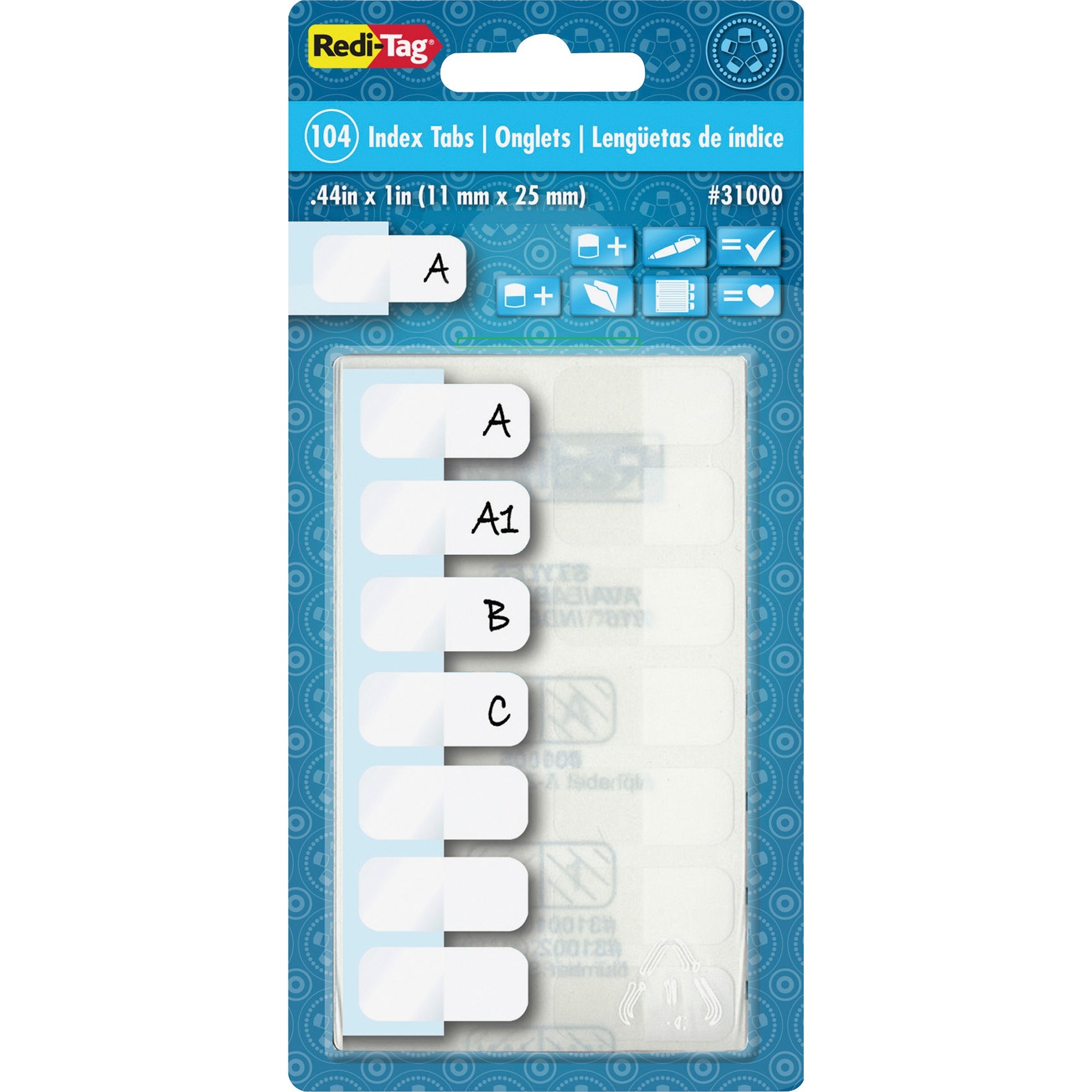 RediTag, RTG31000, Permanent Stick WriteOn Index Tabs, 104 / Pack