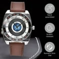 thumbnail image 3 of Genoa Miyota Japanese Movement Rotating Bezel Watch with Brown Genuine Leather Strap Birthday Christmas Gifts, 3 of 7