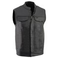 thumbnail image 2 of Milwaukee Leather LKM3710 Men's Black Leather Club Style Motorcycle Rider Vest w/Zipper and Snap Button Closure - 5X-Large, 2 of 4