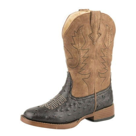 Roper Western Boots Boys Cowboy Cool Ostrich Brown 09-018-1900-1521 (Best Ostrich Cowboy Boots)
