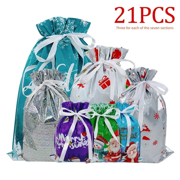 Uuiauoio Sacs-Cadeaux à Cordon de Noël, Ensemble de Sacs-Cadeaux de Noël, Sacs à Cordon Réutilisables et Écologiques pour l'Emballage des Fêtes et les Cadeaux de Fête, Cadeau Décoratif pour les Célébrations des Fêtes