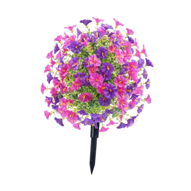 Estaca de flor artificial de jardín Estaca decorativa Práctica Práctica para instalar Ornamento de decoración del césped premium para patio de patio Morado rosa