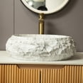 thumbnail image 5 of Wohh 18" Irregular Oval Resin Bathroom Sink with Stone Texture Ivory White Vessel Sink 17.72x5.9 Inch Modern Above Counter Vanity Basin for Home Office Restaurant Indoor Outdoor Use, 5 of 7