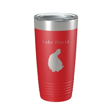 

Lake Placid Map Tumbler Travel Mug Insulated Laser Engraved Coffee Cup Florida 20 oz Red