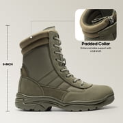 NORTIV 8 Men's Military Tactical Work Boots Side Zipper Leather Motorcycle Combat Boots Trooper(6-8 Inches)