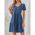 thumbnail image 2 of Fancyglim Women Dresses Plus V Neck Short Sleeve Casual Dress with Pockets M-4XL, 2 of 5