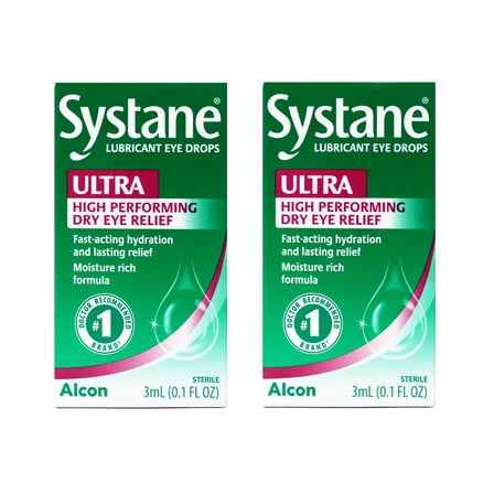 2 Pack - Systane Lubricant Eye Drops Ultra High Performing Dry Eye Relief, 3ml (0.1 fl oz)