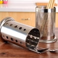 thumbnail image 6 of Shoreew Stainless Steel Chopstick Storage Barrel Knife Fork Holder Large Capacity Hollow Breathable Kitchen Utensils Storage Rack, 6 of 7