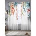 thumbnail image 2 of Watercolor Ocean Coral Starfish Chiffon Sheer Curtains 84 Inches Long, Underwater Marine Life Seaweed 2 Rod Pocket Window Treatment Voile Drapes Curtains for Living Room Bedroom,2 Panels, 52x84In, 2 of 9