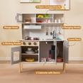 thumbnail image 4 of Costway Kids Kitchen Playset Wooden Pretend Play Chef Toy with Microwave & Accessories Gray, 4 of 7
