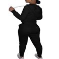 thumbnail image 2 of Women Hooded Tops Trousers Pocket Drawstring Elastic Waist Set, 2 of 7