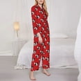 thumbnail image 3 of Picia Bulldog Red Pattern Women’s Long-Sleeve Sleepwear Set - Soft 2-Piece Loungewear with Pockets, Comfy PJs for Relaxing Nights-Medium, 3 of 7