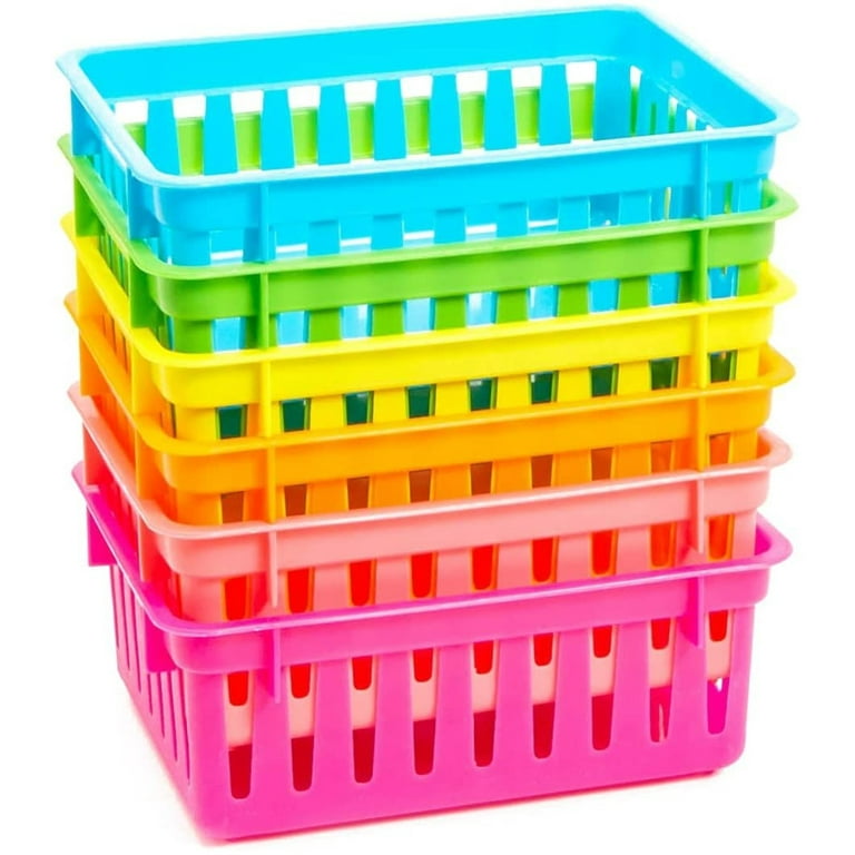 8 Pack Colorful Storage Bins for Classroom - Small Plastic Baskets
