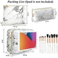 thumbnail image 3 of 3 Pack Makeup Organizer Bags and Travel Cases with 10 Pcs Make up Brushes & Adjustable Dividers,Portable Cosmetic Bag Set for Women,Water-Resistant,White, 3 of 7
