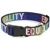 Buckle-Down Pet Collar, Dog Collar Plastic Buckle, Equality Blocks Rainbow Blue White, 20 to 31 Inches 1.5 Inch Wide