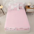 thumbnail image 4 of Homewish Cute Pink Bow Zipper Twin Comforter Sets with Fitted Sheet and 2 Pillowcases For Girls,Modern Patchwork Geometric Plaid Zipper Bedding Set For Kids,Pink Reversible,4 Pieces, 4 of 7