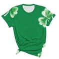 thumbnail image 5 of KIHOUT Nouveaux Arrivlas T-Shirts pour Femmes Fête de la Saint-Patrick, Mode Grande Taille Col Rond Manches Courtes T-Shirt Imprimé Vert, Taille P-5TG, 5 of 5