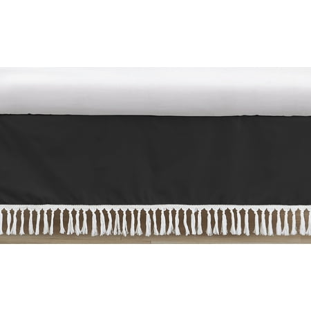 UPC: 0846480087168 | Sweet Jojo Designs Black Boho Bohemian Boy or Girl Baby Crib Bed Skirt Nursery Dust Ruffle – Solid Color White Farmhouse Chic Unisex Minimalist Tassel Fringe Macrame Gender Neutral Unisex Textured