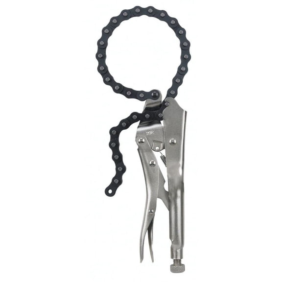 9 Inch Locking Chain Clamp, Heavy Duty Chain Vise Grip, Locking Chain Pliers Chain Vise Wrench for Any Shaped Objects, Sliver