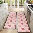 thumbnail image 4 of Kitchen Rugs Sets Of 2,Red Strawberry Plants Pink Pattern Anti Fatigue Kitchen Mat Rugs Non Slip Washable,Decorative Kitchen Floor Mats for Kitchen,Sink,Laundry,17"x47"+17"x47", 4 of 5