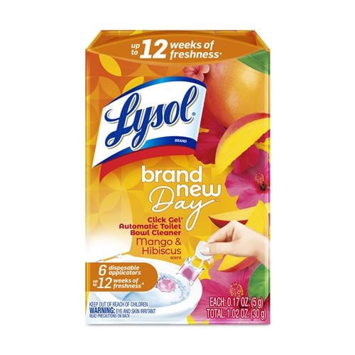 Lysol Click Gel Automatic Toilet Bowl Cleaner, Gel Toilet Bowl Cleaner, For Cleaning And Refreshing, Mango & Hibiscus, 6 Count (Pack Of 1) Packaging May Vary - Pack of 2