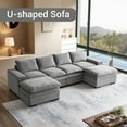 thumbnail image 2 of Noodeniya 122" Modular Sectional Sofa with Arm Storage, Velvet U Shaped Living Room Couch with Double Cushion, Grey, 2 of 9
